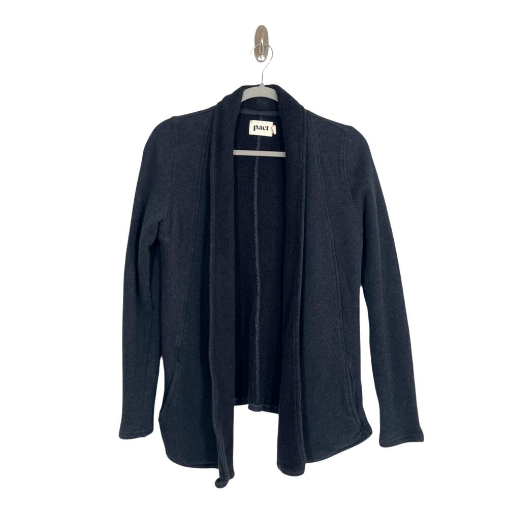 Pact Womens Organic Cotton Terry Open Front Cardigan Black Size Small Cozy